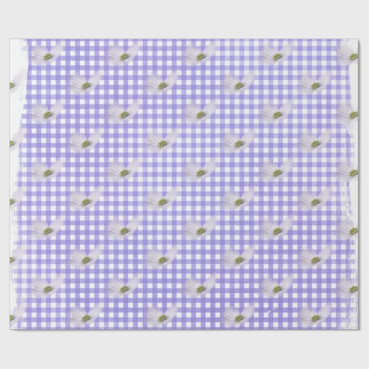 Lavender Cosmos Blume über Gingham Geschenkpapier (Flach)