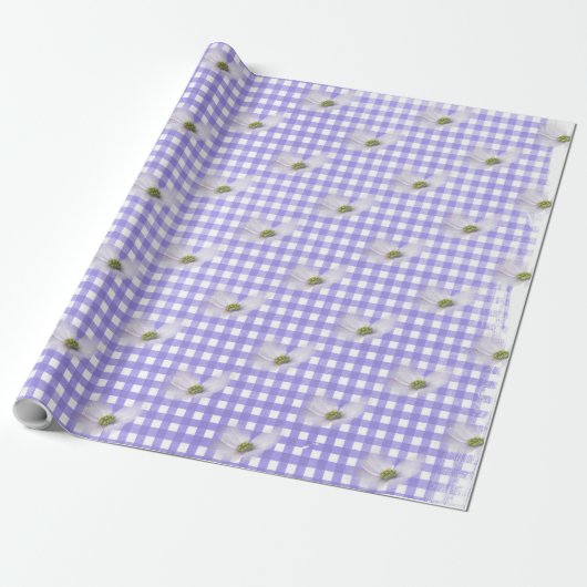 Lavender Cosmos Blume über Gingham Geschenkpapier (Ungerollt)
