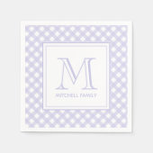 Lavender Country Style Gingham Pattern Monogram Serviette (Vorderseite)