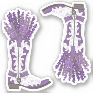 Lavender Cowboy Boot Aufkleber