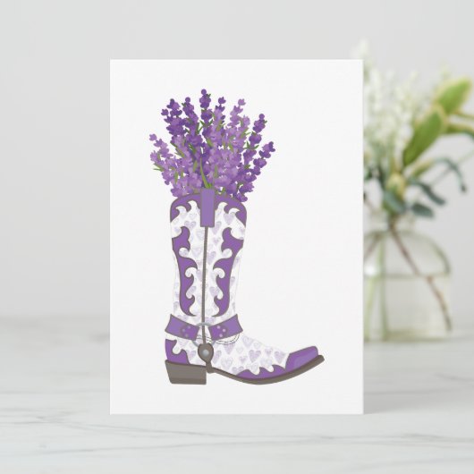 Lavender Cowboy Boot Feiertagskarte (Stehend Vorderseite)