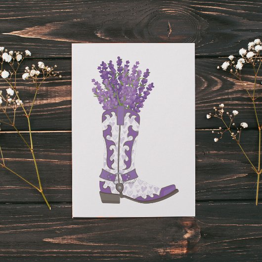 Lavender Cowboy Boot Feiertagskarte