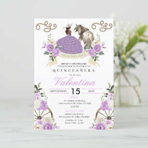 Lavender Cowgirl Western Mariachi Quinceañera Einladung