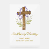 Lavender cross Memorial Funeral Acrylschild (Vorderseite)