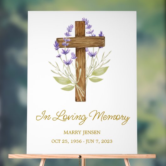 Lavender cross Memorial Funeral Acrylschild (Neutral)