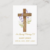 Lavender Cross Memorial Funeral Prayer Card Visitenkarte (Vorderseite)