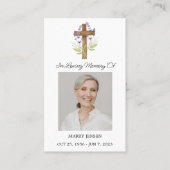 Lavender Cross Memorial Photo Funeral Prayer Card Visitenkarte (Vorderseite)