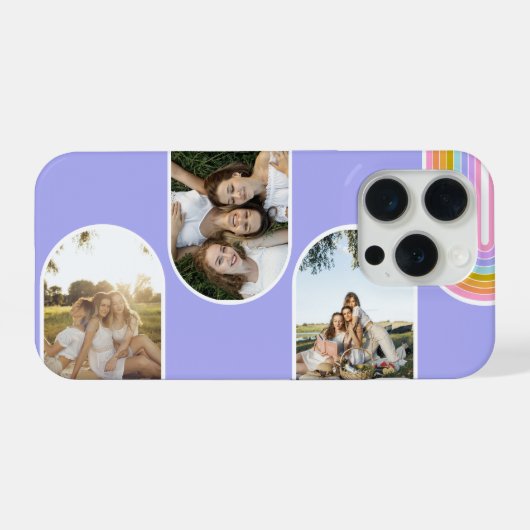 Lavender Cute Modern 3 Photo Layout Custom iPhone Hülle (Rückseite (Horizontal))