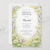 Lavender Daises Wildflowers Greenery Bridal Shower Einladung (Vorderseite)