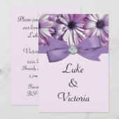 Lavender Daisies Bow & Ribbon Wedding Einladung (Vorne/Hinten)