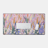 Lavender Daisies Custom Initial Monogram Floral Schreibtischunterlage (Tastatur & Maus)