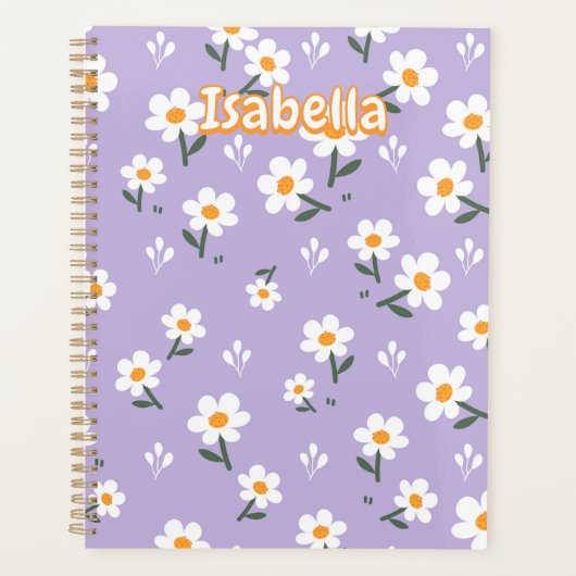 Lavender Daisy Floral Pattern Planer (Vorderseite)