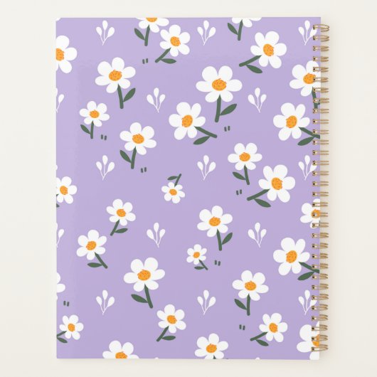 Lavender Daisy Floral Pattern Planer (Rückseite)