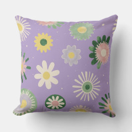 Lavender Daisy Floral Pillow Kissen
