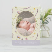 Lavender & Daisy Girl Foto Geburtsankündigung Einladung (Stehend Vorderseite)