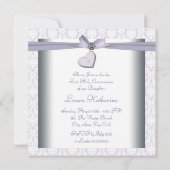 Lavender Damask Cross Girls Lila erste Kommune Einladung (Rückseite)