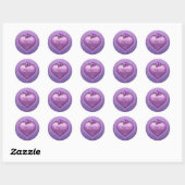 Lavender Damask Heart Runder Aufkleber (Blatt)
