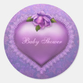 Lavender Damask Heart Runder Aufkleber (Vorderseite)