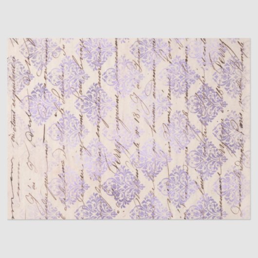 Lavender Damask mit dem Schreiben von Dekoupage Seidenpapier (Vorderseite)
