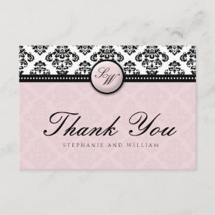 Lavender Damask Monogram Wedding Dankeschön Card Dankeskarte