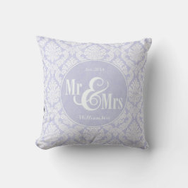 Lavender Damask "Mr. & Mrs." Kissen, personalisier Kissen