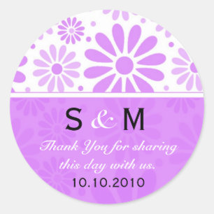 Lavender Danke Monogram Gastgeschenk Hochzeit Labe Runder Aufkleber