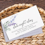 Lavender Date Night Ideas Brautparty Cards Begleitkarte<br><div class="desc">Eleganter Aquarelllavender lila Dattel-Night-Ideenkarten. In dieser Auflistung verfügbare Matching-Elemente.</div>