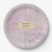 Lavender Decoupage Damask Wedding Pappteller (Vorderseite)