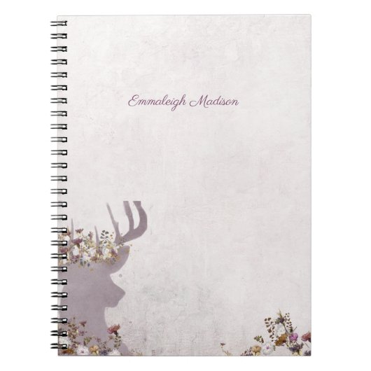Lavender Deer Dreamy Boho Chic Monogram Notizblock (Vorderseite)