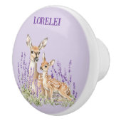 Lavender Deer Mother Fawn Spring Door Keramikknauf (Rechts)