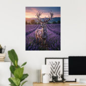 Lavender Deer Twilight Field Poster (Heimbüro)