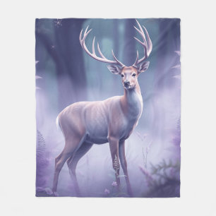 Lavender Deer with Fern Blätter Fleecedecke