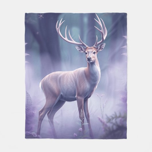 Lavender Deer with Fern Blätter Fleecedecke (Vorderseite)