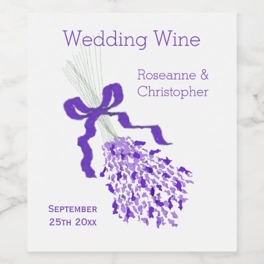 Lavender Design Wedding Weinetikett (Einzelnes Label)