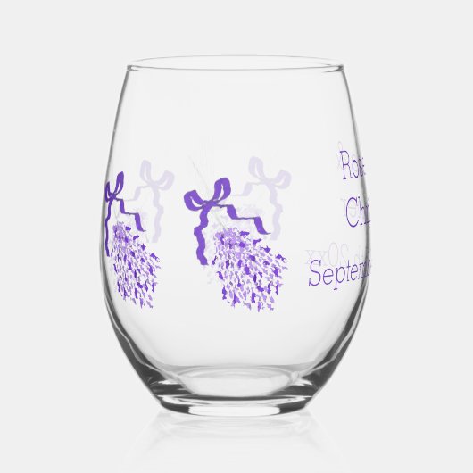 Lavender Design Wedding Weinglas Ohne Stiel (Vorderseite)