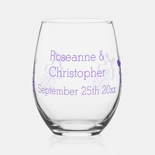 Lavender Design Wedding Weinglas Ohne Stiel (Links)