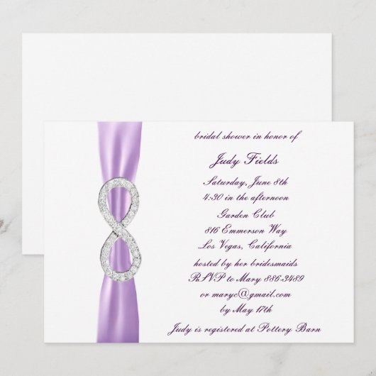 Lavender Diamond Infinity Bridal Dusche Einladung (Vorne/Hinten)