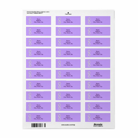 Lavender Diamond Infinity Wedding Address Labels (Vorne)