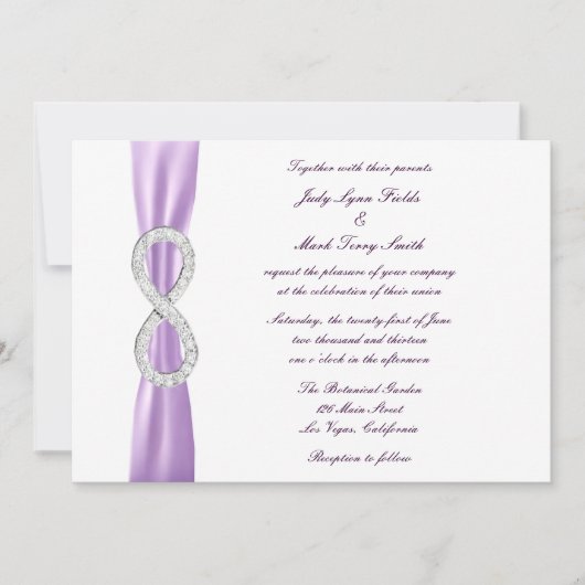Lavender Diamond Infinity Wedding Einladung (Vorderseite)