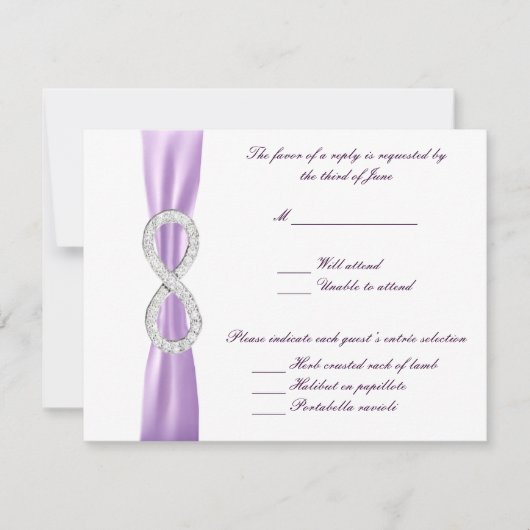 Lavender Diamond Infinity Wedding Response Card RSVP Karte (Vorderseite)