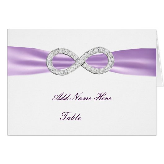 Lavender Diamond Infinity Wedding Table Platzkarte (Vorderseite (Horizontal))