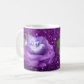 Lavender Diamond Rose Lila Imitate Glitzer Kaffeetasse (Vorderseite Links)