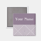 Lavender Diamond Zickzack mit Namen Magnet (Vorderseite/Rückseite)