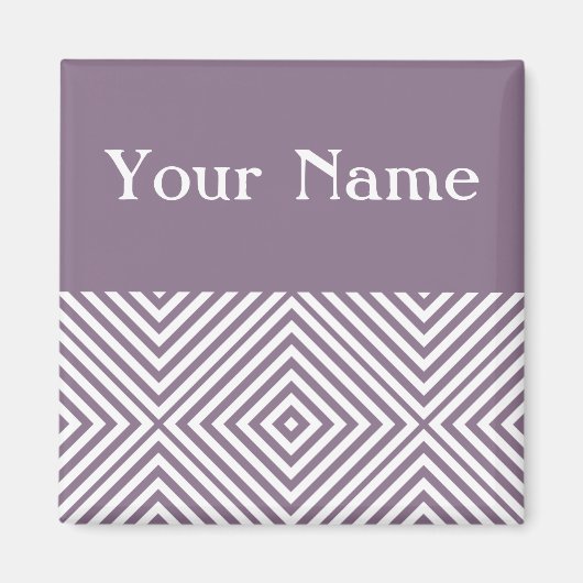 Lavender Diamond Zickzack mit Namen Magnet (Vorne)