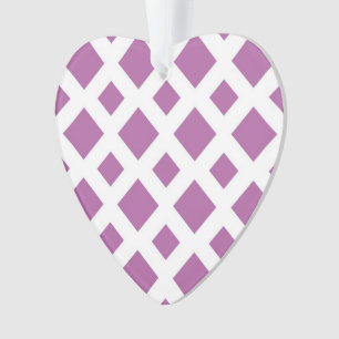 Lavender Diamonds on White Ornament