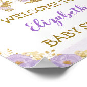 Lavender Dinosaur Ballerina Baby Dusche Willkommen Poster (Ecke)