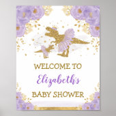 Lavender Dinosaur Ballerina Baby Dusche Willkommen Poster (Vorne)