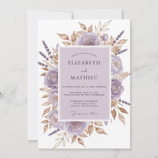 Lavender Divine Botanical Wedding Einladung (Vorderseite)