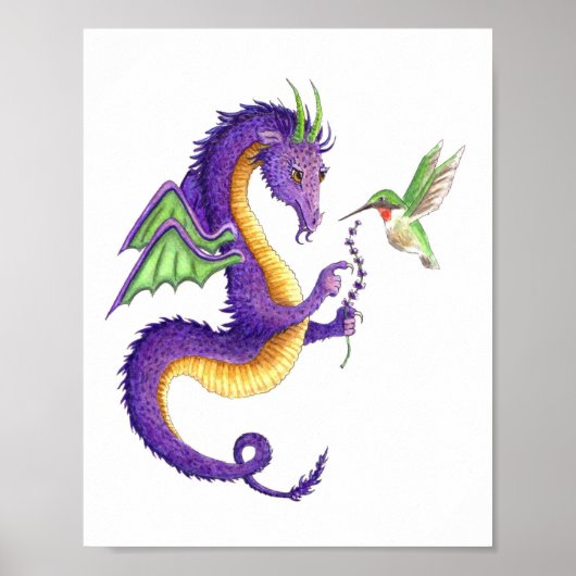 Lavender Dragon & Hummingbird - Druck Poster (Vorne)
