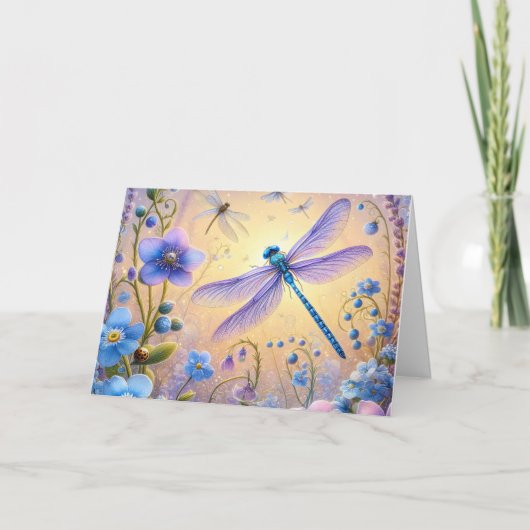 Lavender Dragonfly Birthday Card Feiertagskarte (Vorderseite)